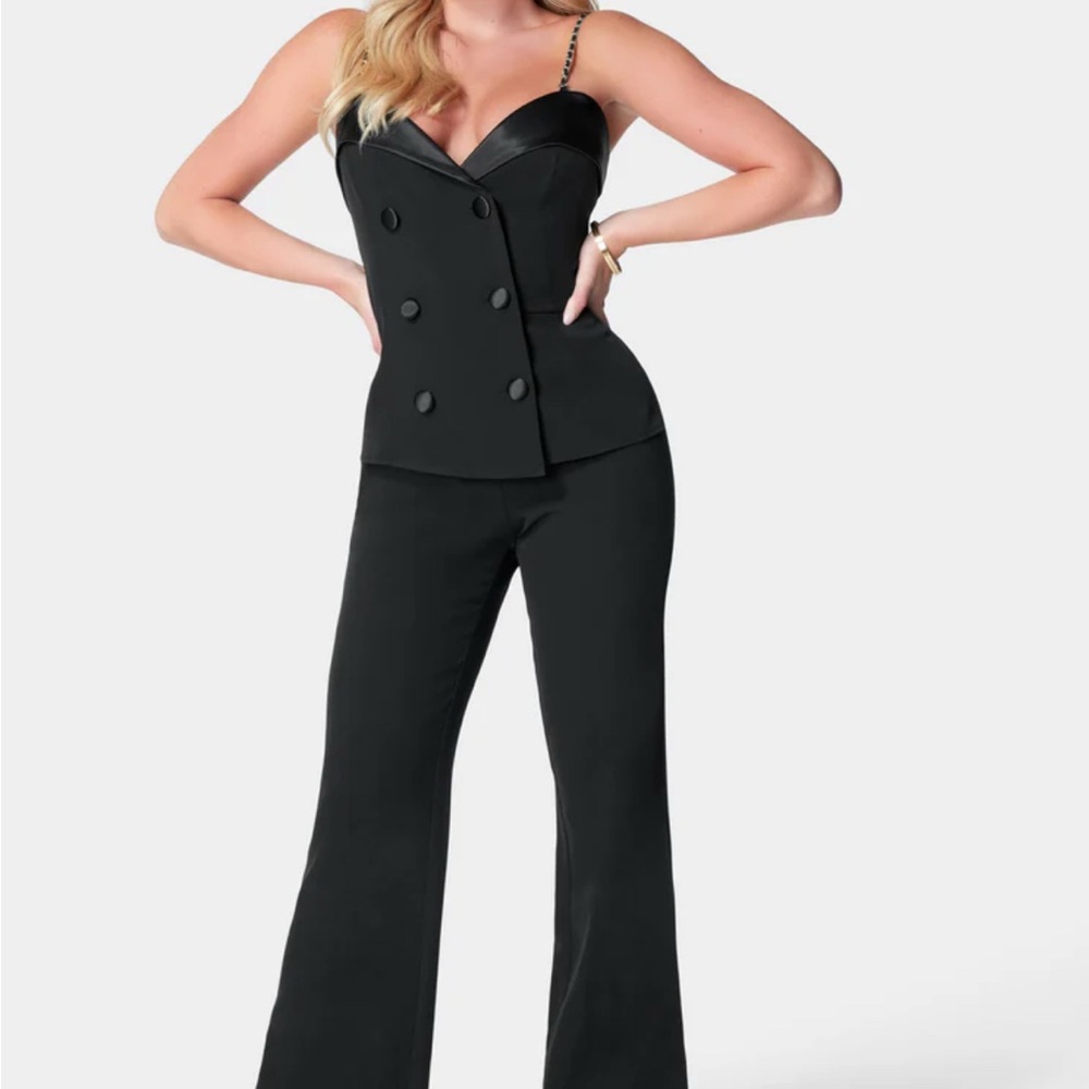 bebe Black Double-Breasted Jumpsuit